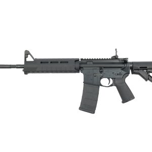 Bushmaster M4 Patrolman's Flat Top MOE AR15 Rifle - Black | 5.56NATO | 16" Barrel | Magpul MOE Furniture | Flip -Up Rear Sight | A2 Birdcage flash hider