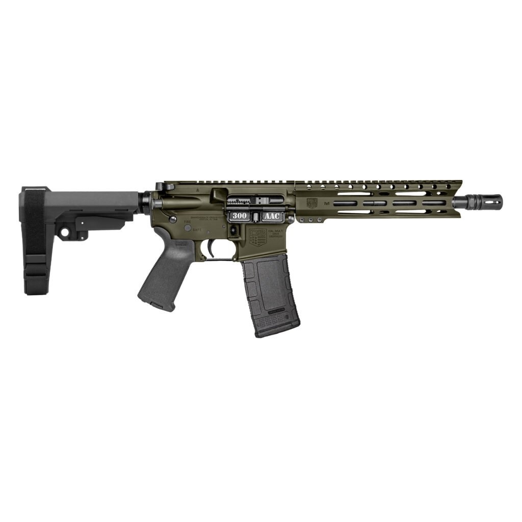 Diamondback Firearms Carbon DB-15 300 BLK Semi-Auto Pistol - OD Green | 10" Threaded Barrel | SBA3 Arm Brace | 1x30rd Mag