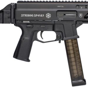 Grand Power Stribog SP45A3 .45 ACP Semi-Auto Pistol - Black | 8" Threaded Barrel | 3x 20rd Mags | SBT Folding Arm Brace